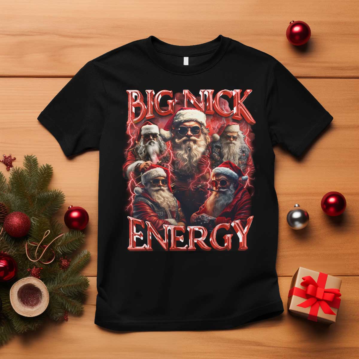 Christmas Santa T Shirt Big Nick Energy Bootleg Rap Tee - Wonder Print Shop