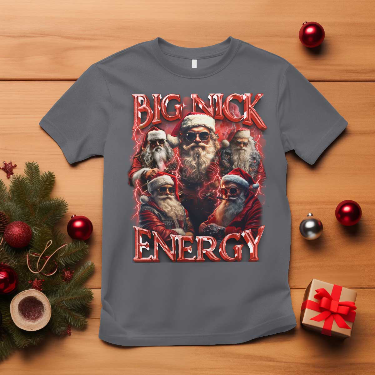 Christmas Santa T Shirt Big Nick Energy Bootleg Rap Tee - Wonder Print Shop