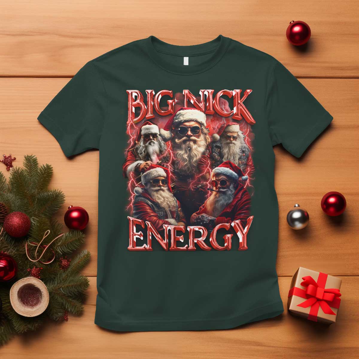 Christmas Santa T Shirt Big Nick Energy Bootleg Rap Tee - Wonder Print Shop