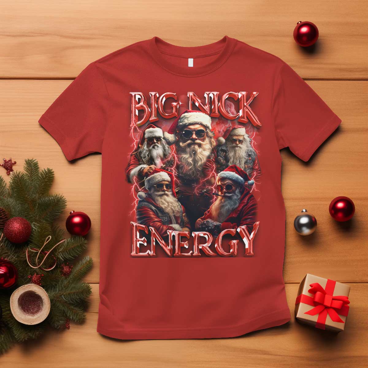 Christmas Santa T Shirt Big Nick Energy Bootleg Rap Tee - Wonder Print Shop