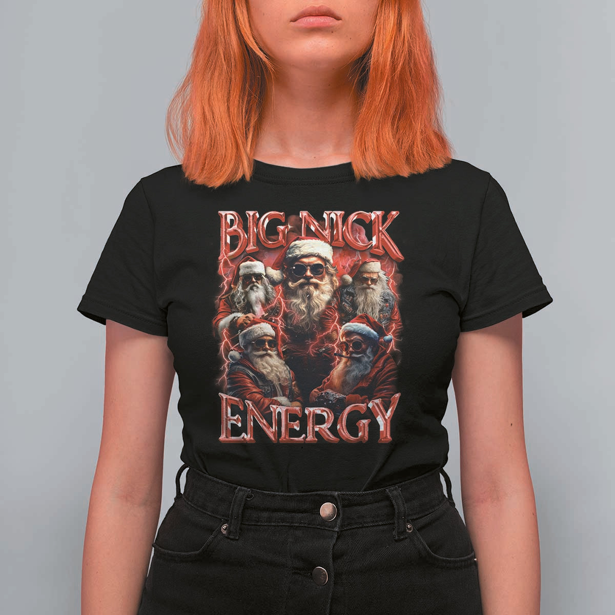 Christmas Santa T Shirt For Women Big Nick Energy Bootleg Rap Tee - Wonder Print Shop