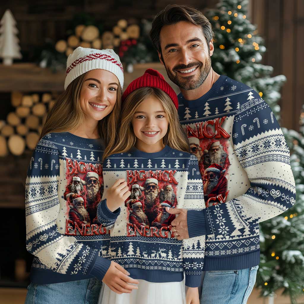 Santa Ugly Christmas Sweater Big Nick Energy Bootleg Rap Tee - Wonder Print Shop