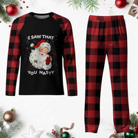 Santa Plaid Pajama Set Vintage I Saw That You Naughty - Wonder Print Shop