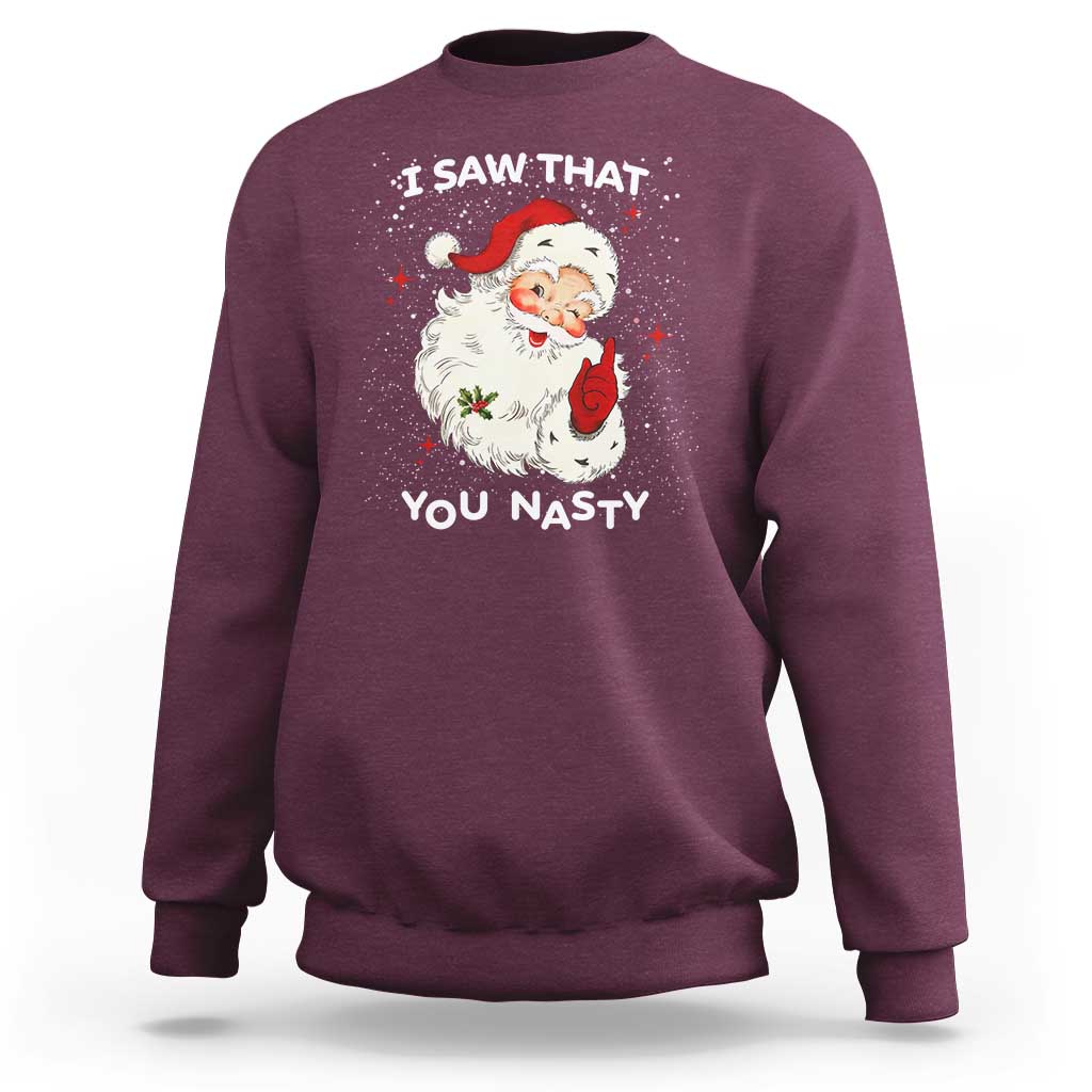 Christmas Santa Sweatshirt Vintage I Saw That You Naughty - Wonder Print Shop
