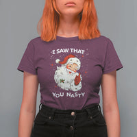 Christmas Santa T Shirt For Women Vintage I Saw That You Naughty - Wonder Print Shop