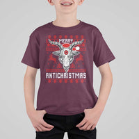 Satan Claus Merry Antichristmas T Shirt For Kid Pentagram Ugly Christmas Sweater Evil Pajama - Wonder Print Shop