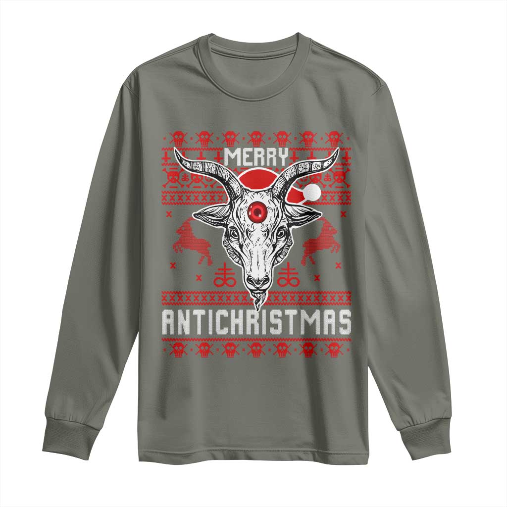 Satan Claus Merry Antichristmas Long Sleeve Shirt Pentagram Ugly Christmas Sweater Evil Pajama