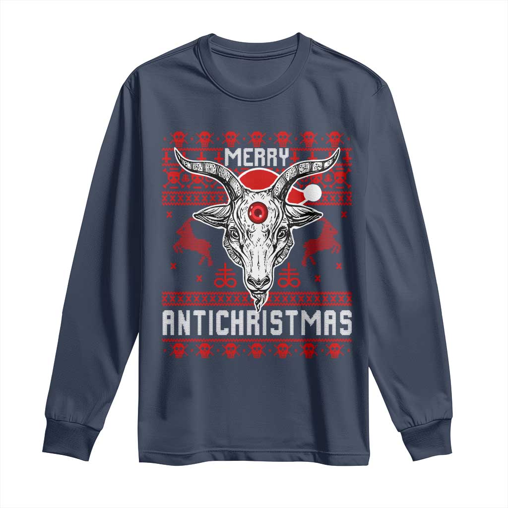 Satan Claus Merry Antichristmas Long Sleeve Shirt Pentagram Ugly Christmas Sweater Evil Pajama