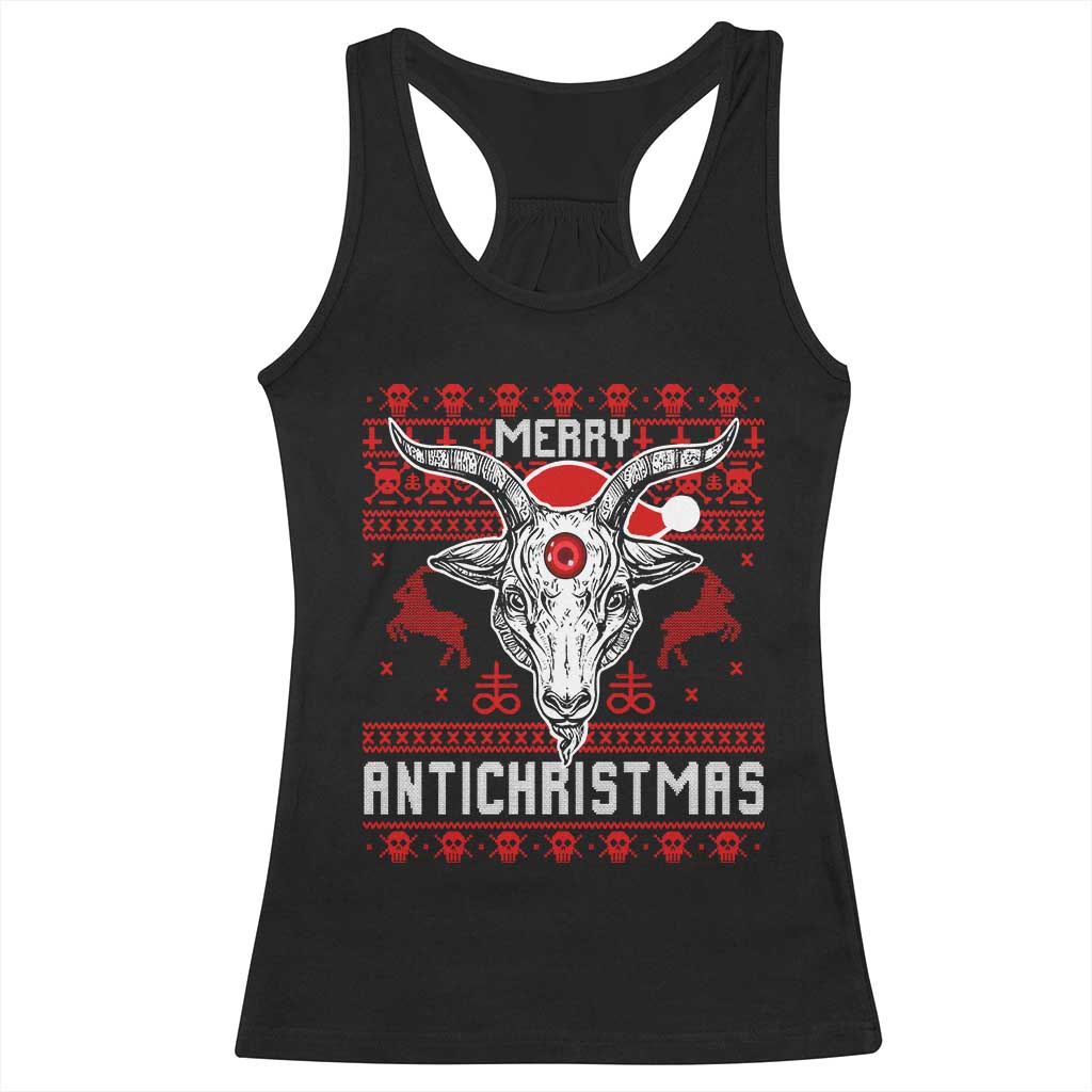 Satan Claus Merry Antichristmas Racerback Tank Top Pentagram Ugly Christmas Sweater Evil Pajama