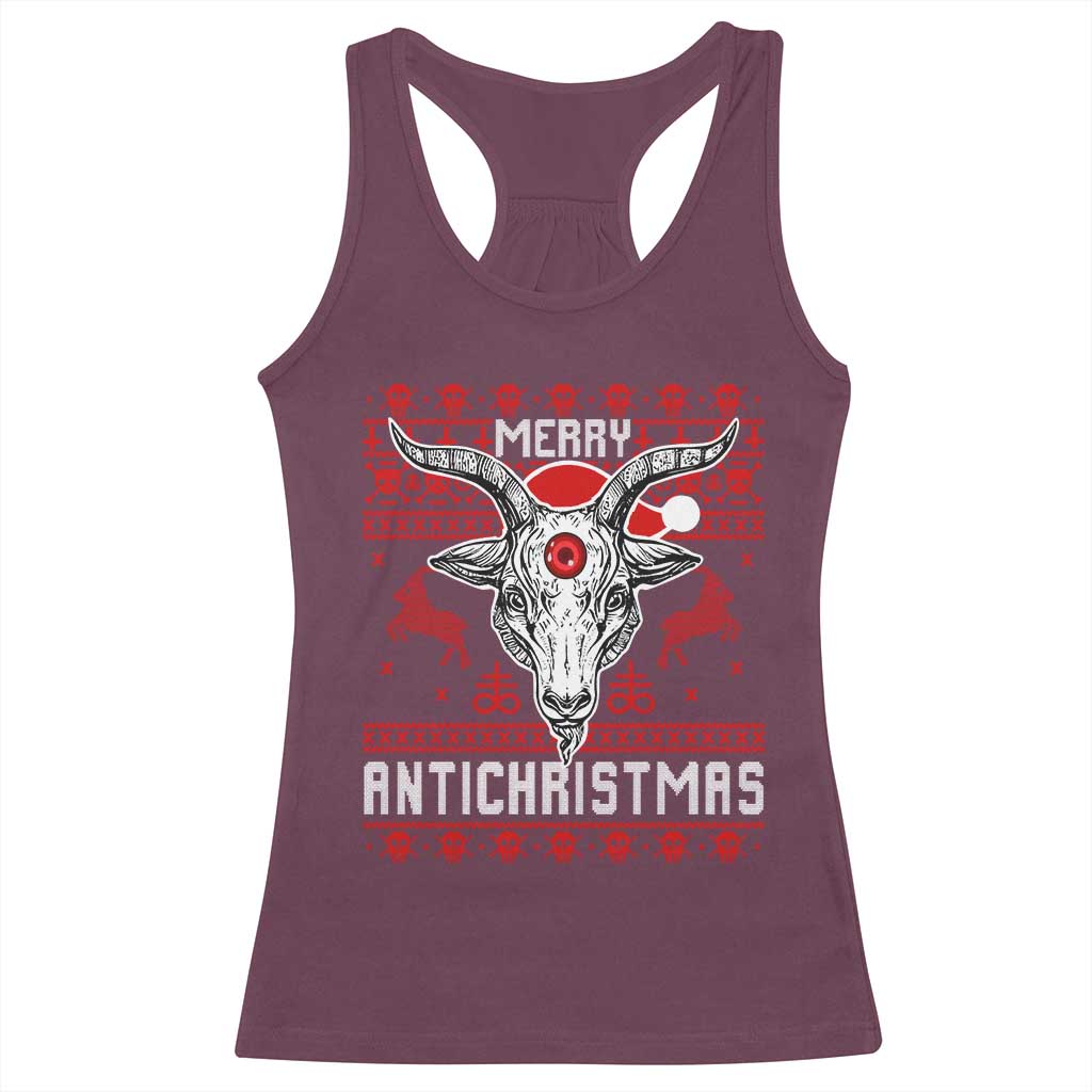 Satan Claus Merry Antichristmas Racerback Tank Top Pentagram Ugly Christmas Sweater Evil Pajama