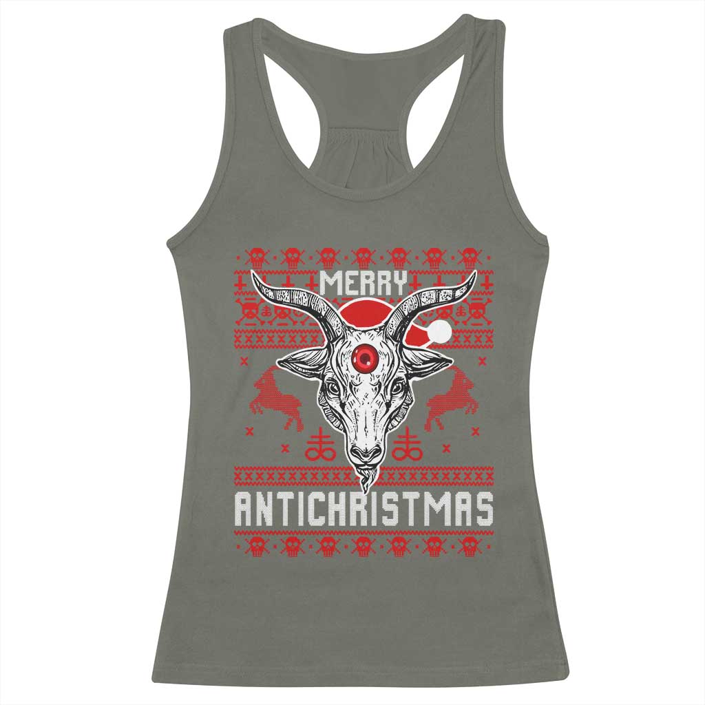Satan Claus Merry Antichristmas Racerback Tank Top Pentagram Ugly Christmas Sweater Evil Pajama
