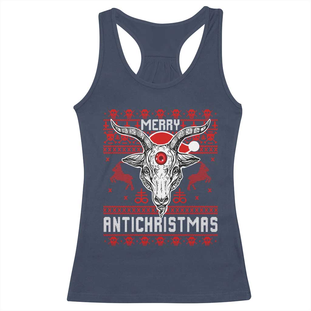 Satan Claus Merry Antichristmas Racerback Tank Top Pentagram Ugly Christmas Sweater Evil Pajama