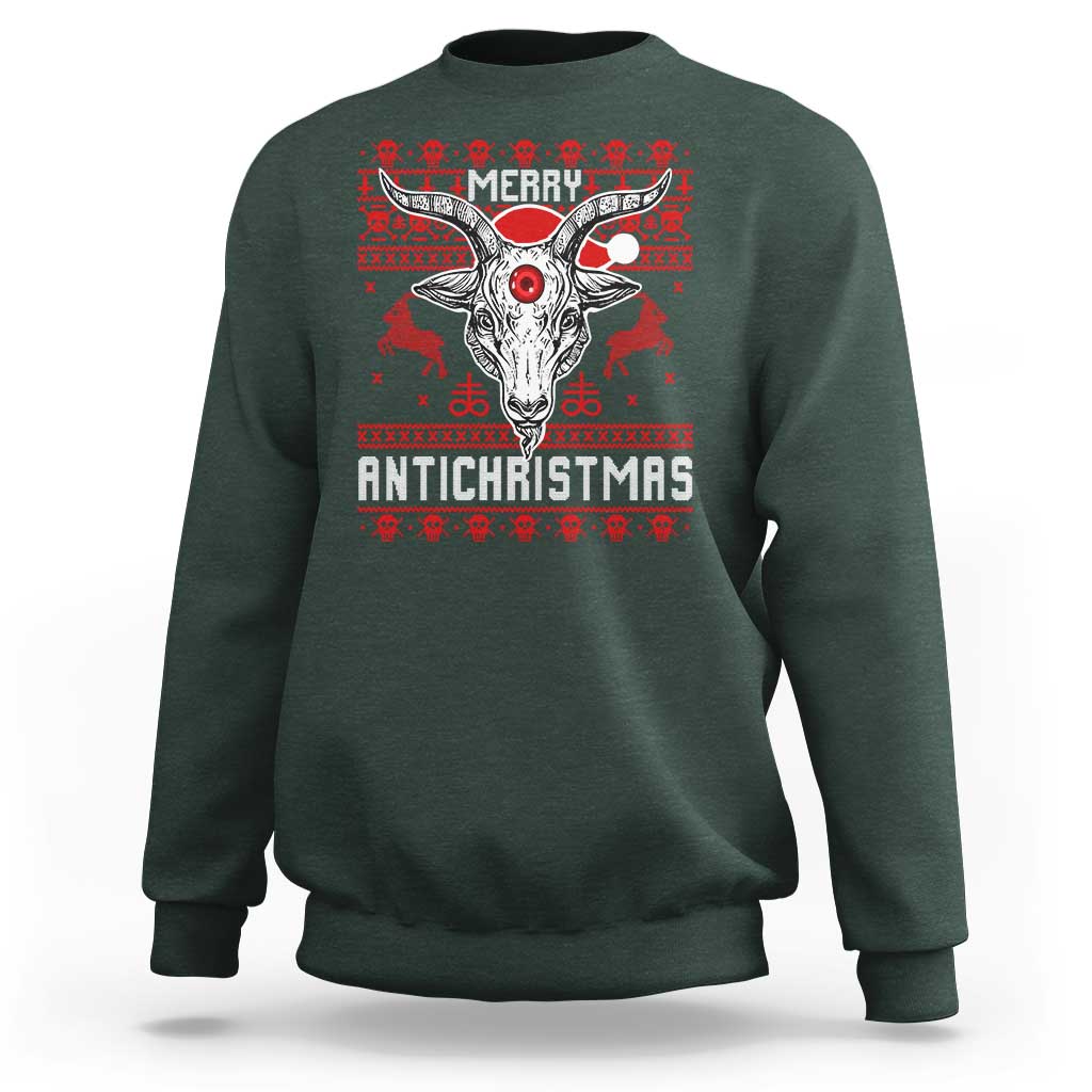 Satan Claus Merry Antichristmas Sweatshirt Pentagram Ugly Christmas Sweater Evil Pajama - Wonder Print Shop