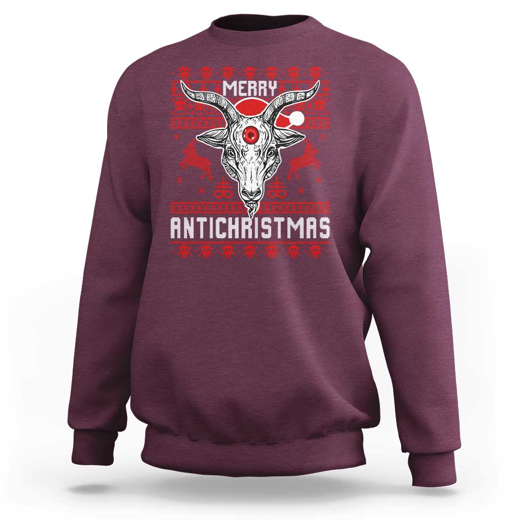 Satan Claus Merry Antichristmas Sweatshirt Pentagram Ugly Christmas Sweater Evil Pajama - Wonder Print Shop