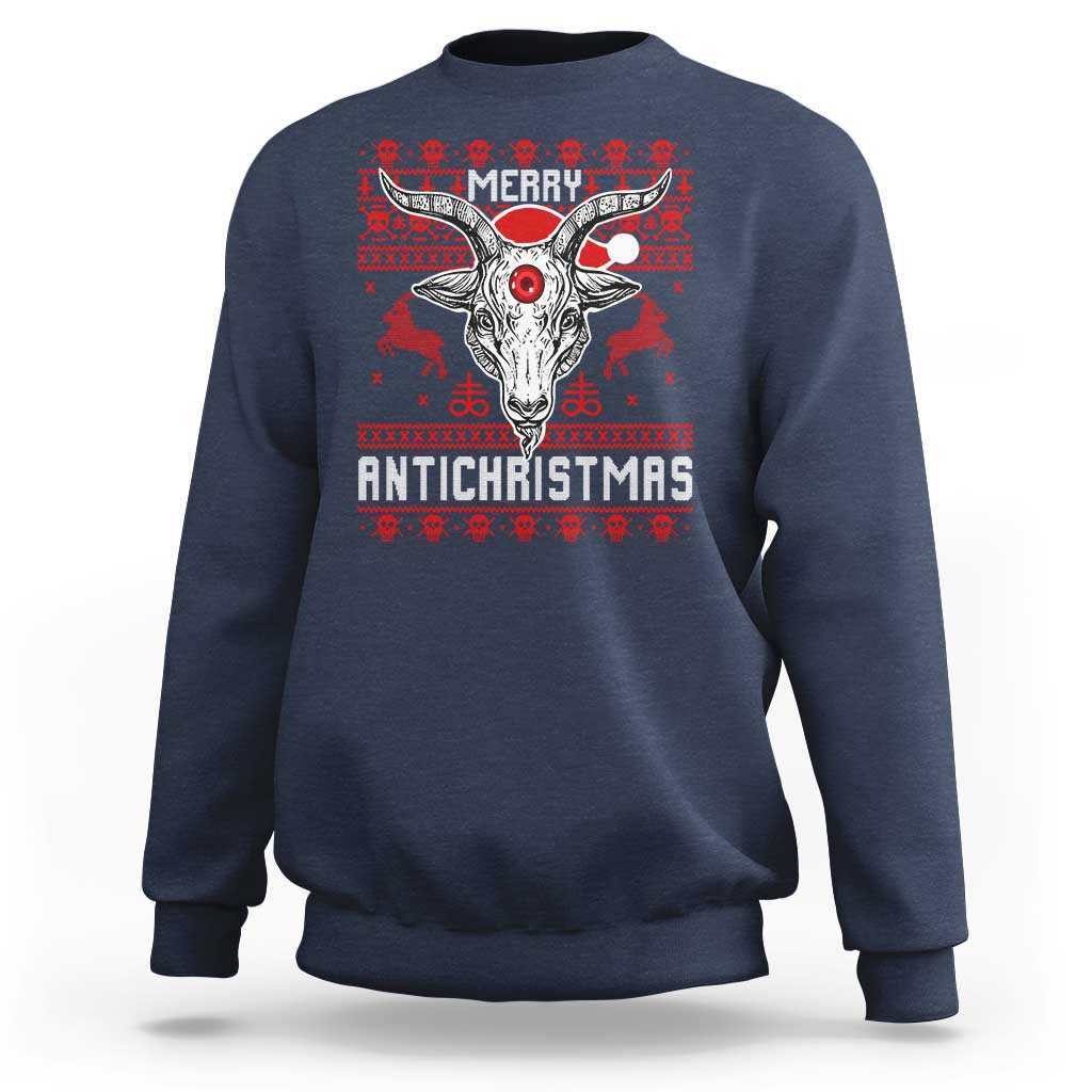 Satan Claus Merry Antichristmas Sweatshirt Pentagram Ugly Christmas Sweater Evil Pajama - Wonder Print Shop