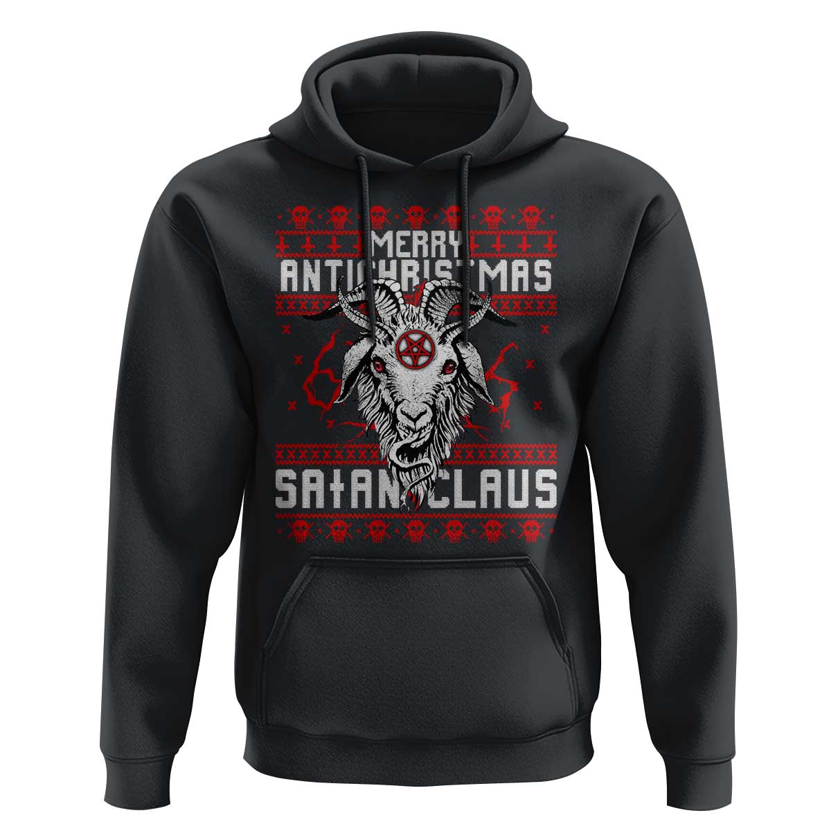 Satan Claus Merry Antichristmas Hoodie Goth Ugly Christmas Sweater Pentagram Evil Pajama