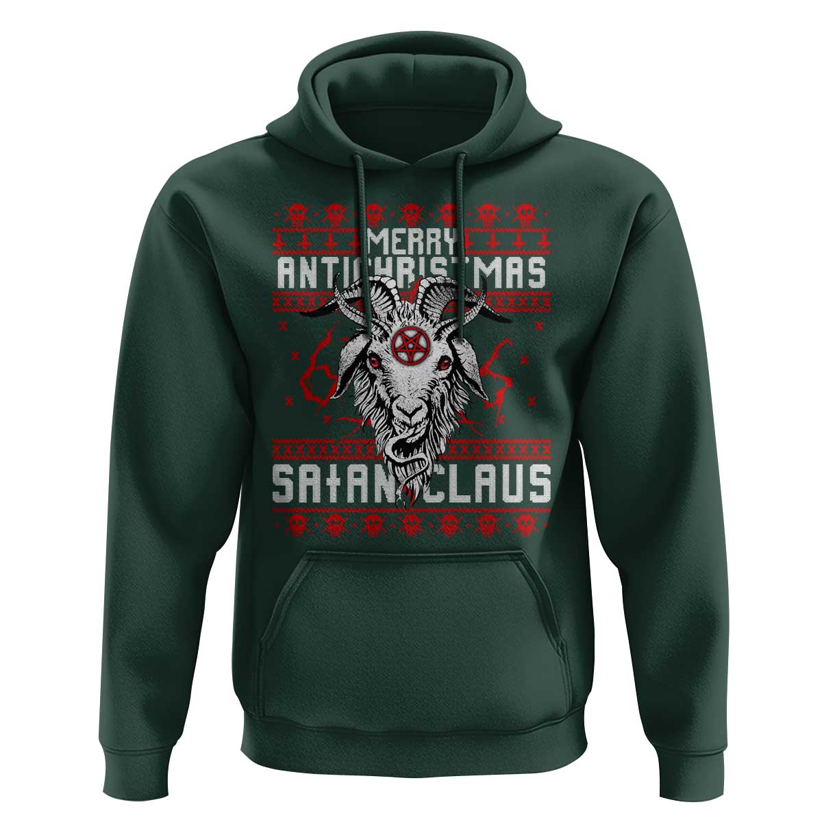 Satan Claus Merry Antichristmas Hoodie Goth Ugly Christmas Sweater Pentagram Evil Pajama