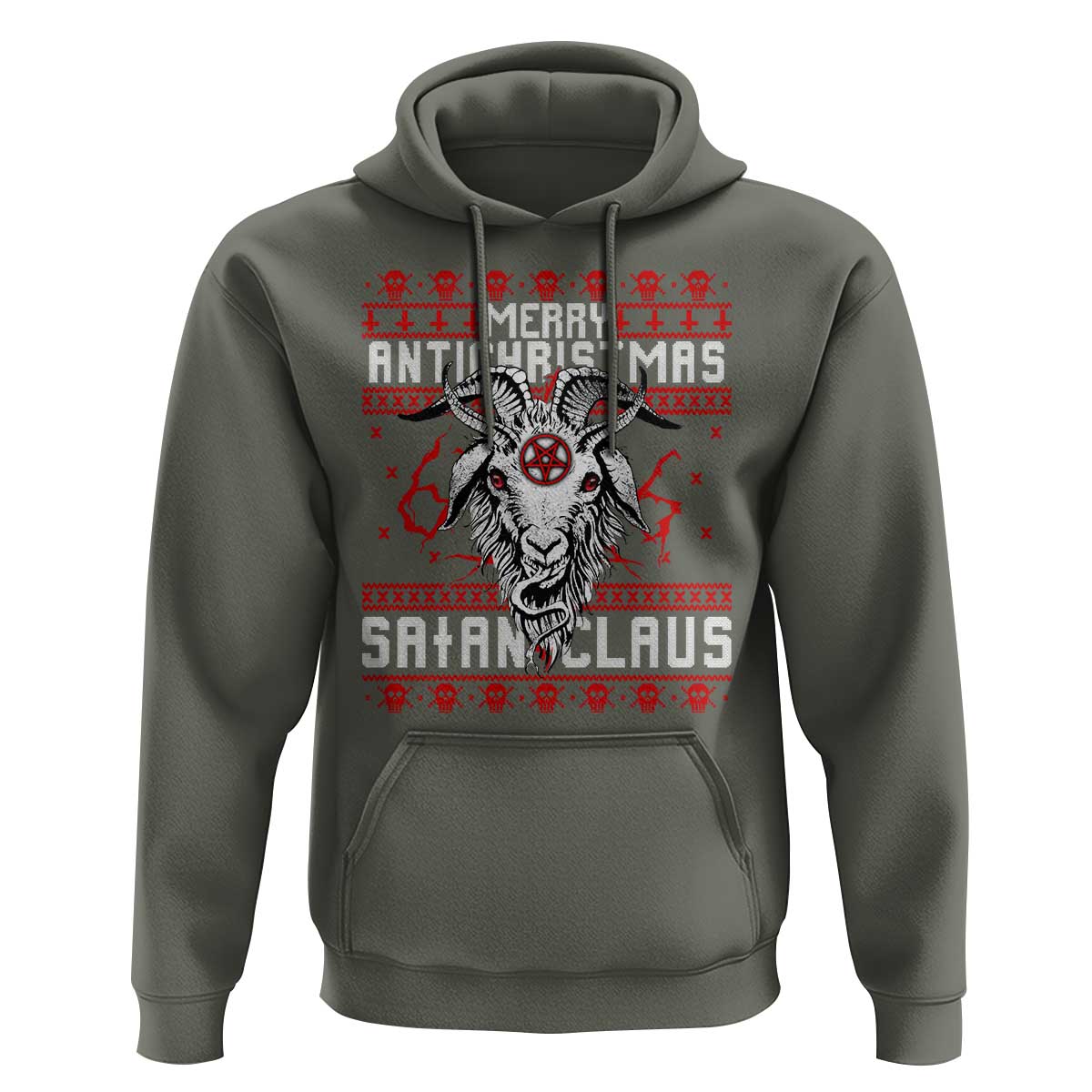Satan Claus Merry Antichristmas Hoodie Goth Ugly Christmas Sweater Pentagram Evil Pajama