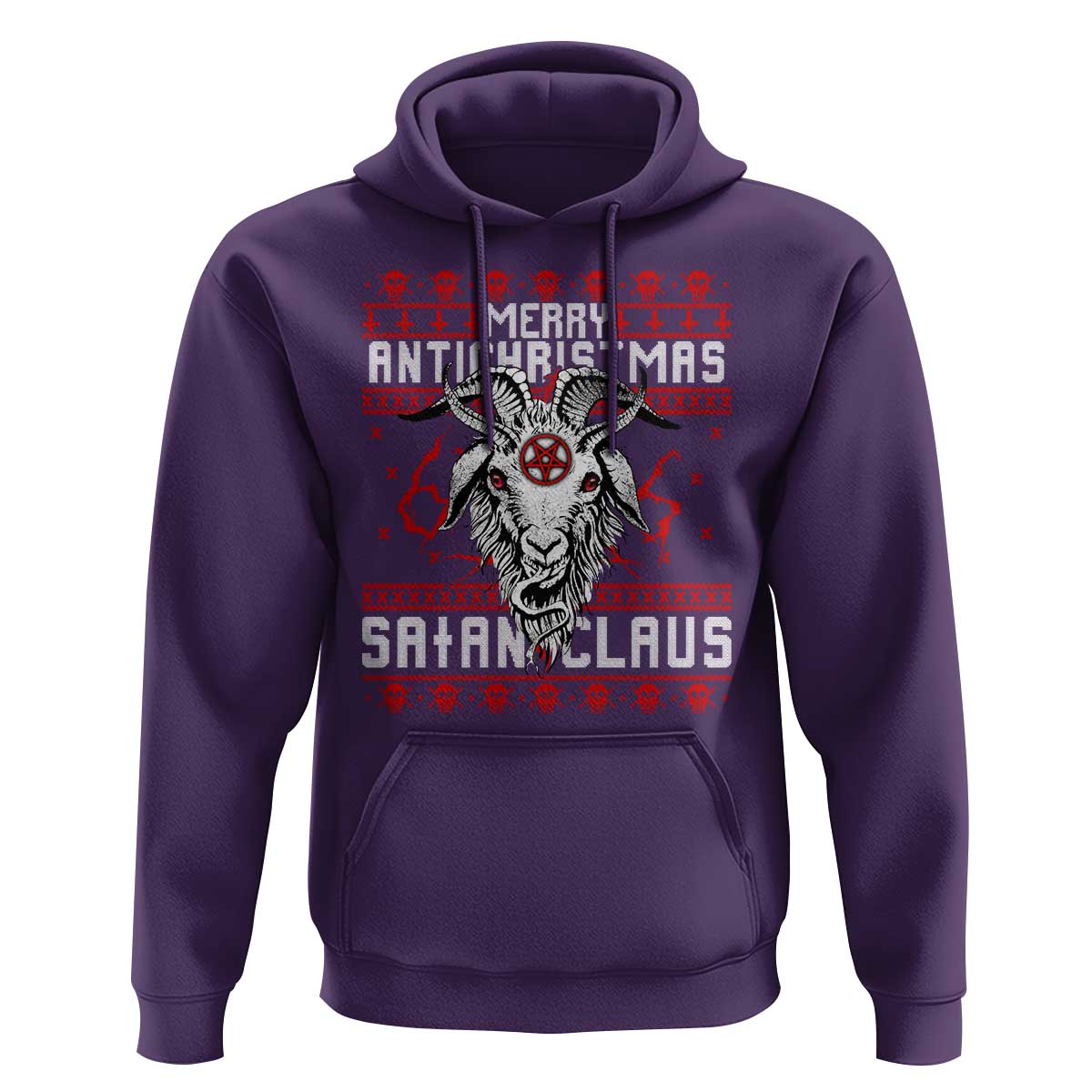 Satan Claus Merry Antichristmas Hoodie Goth Ugly Christmas Sweater Pentagram Evil Pajama