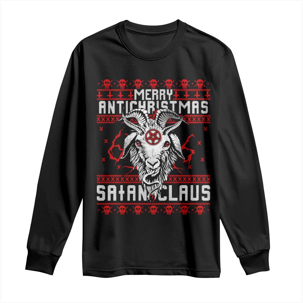 Satan Claus Merry Antichristmas Long Sleeve Shirt Goth Ugly Christmas Sweater Pentagram Evil Pajama