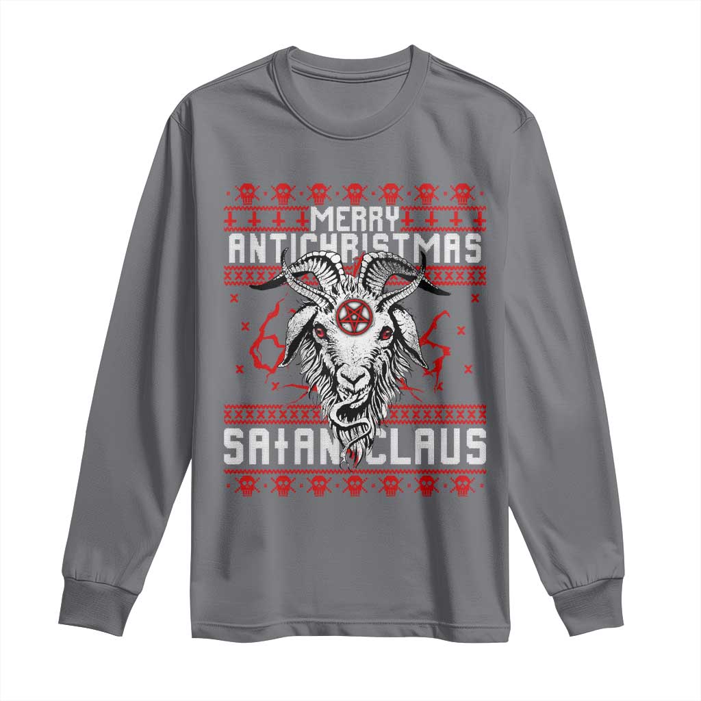Satan Claus Merry Antichristmas Long Sleeve Shirt Goth Ugly Christmas Sweater Pentagram Evil Pajama