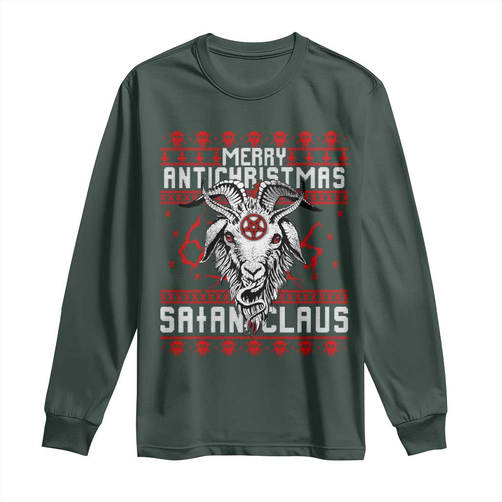 Satan Claus Merry Antichristmas Long Sleeve Shirt Goth Ugly Christmas Sweater Pentagram Evil Pajama