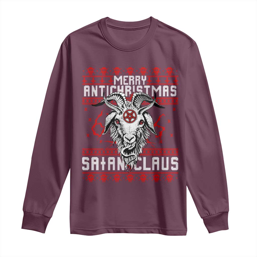 Satan Claus Merry Antichristmas Long Sleeve Shirt Goth Ugly Christmas Sweater Pentagram Evil Pajama