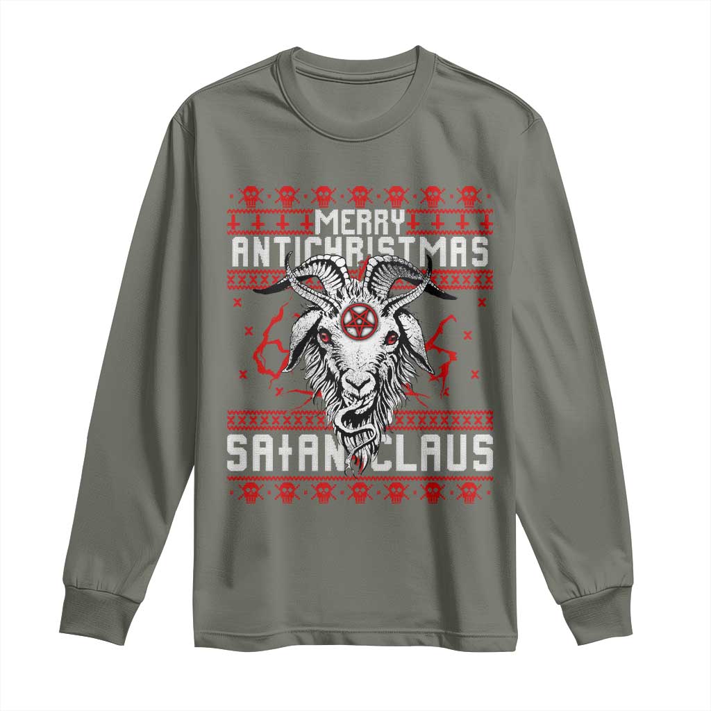Satan Claus Merry Antichristmas Long Sleeve Shirt Goth Ugly Christmas Sweater Pentagram Evil Pajama