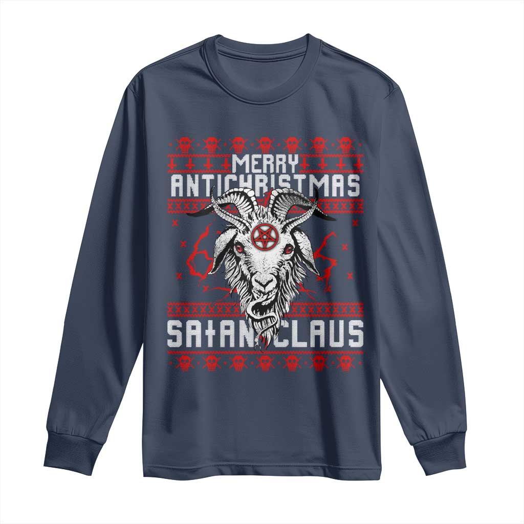 Satan Claus Merry Antichristmas Long Sleeve Shirt Goth Ugly Christmas Sweater Pentagram Evil Pajama