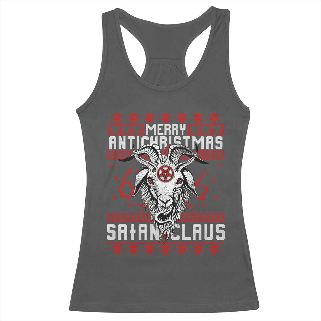 Satan Claus Merry Antichristmas Racerback Tank Top Goth Ugly Christmas Sweater Pentagram Evil Pajama