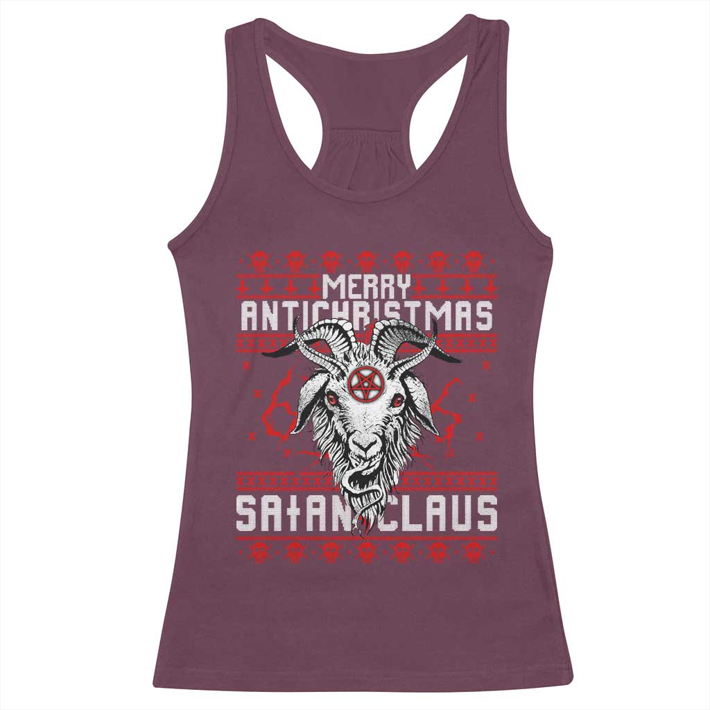 Satan Claus Merry Antichristmas Racerback Tank Top Goth Ugly Christmas Sweater Pentagram Evil Pajama
