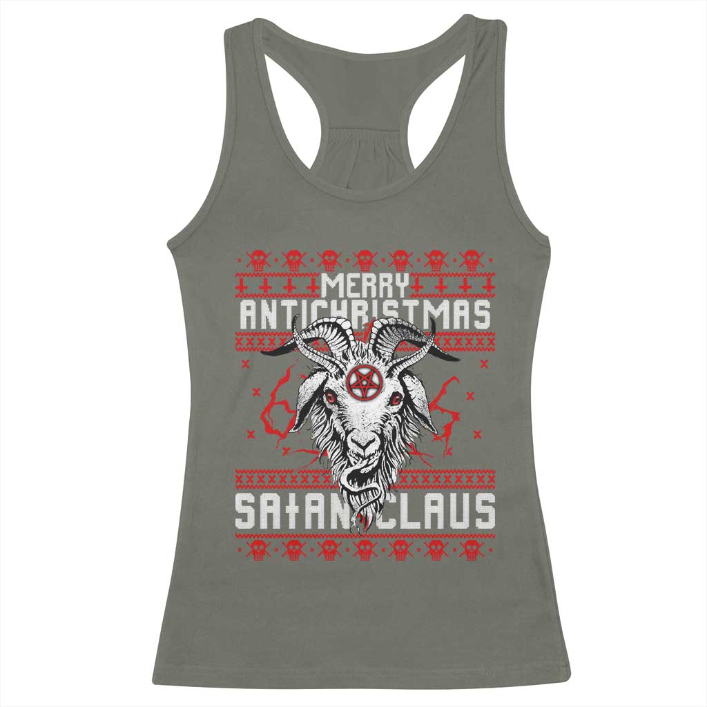 Satan Claus Merry Antichristmas Racerback Tank Top Goth Ugly Christmas Sweater Pentagram Evil Pajama