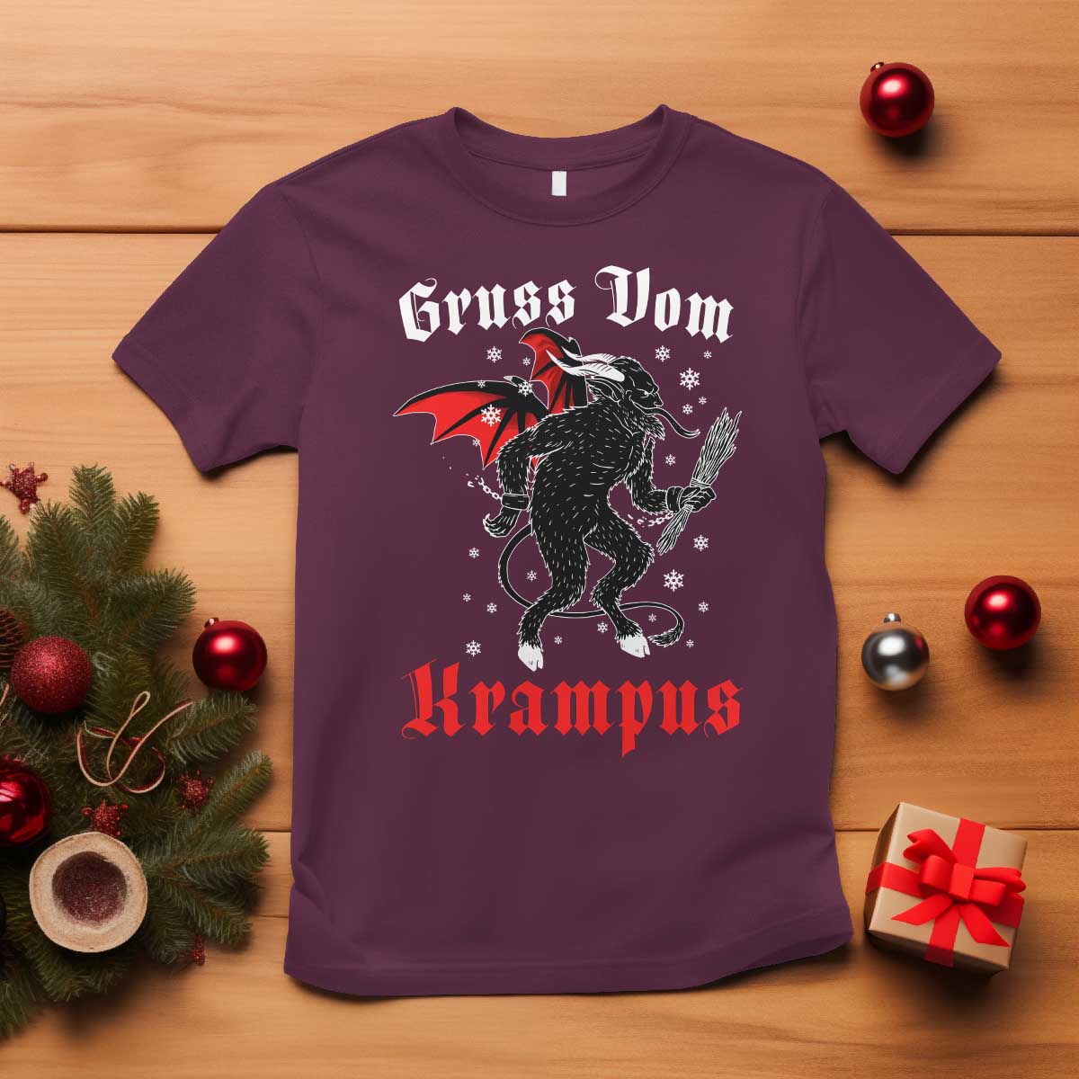 Christmas Krampus T Shirt Scary Horror Goth Xmas Gruss Von Krampus - Wonder Print Shop