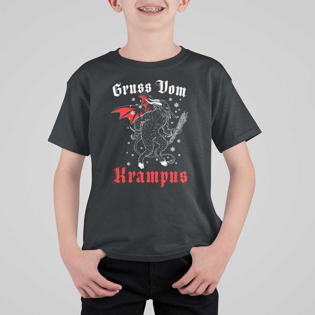 Christmas Krampus T Shirt For Kid Scary Horror Goth Xmas Gruss Von Krampus - Wonder Print Shop