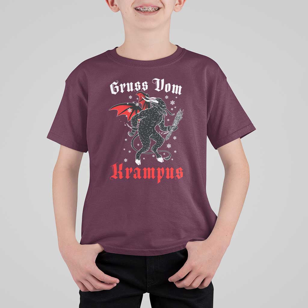 Christmas Krampus T Shirt For Kid Scary Horror Goth Xmas Gruss Von Krampus - Wonder Print Shop