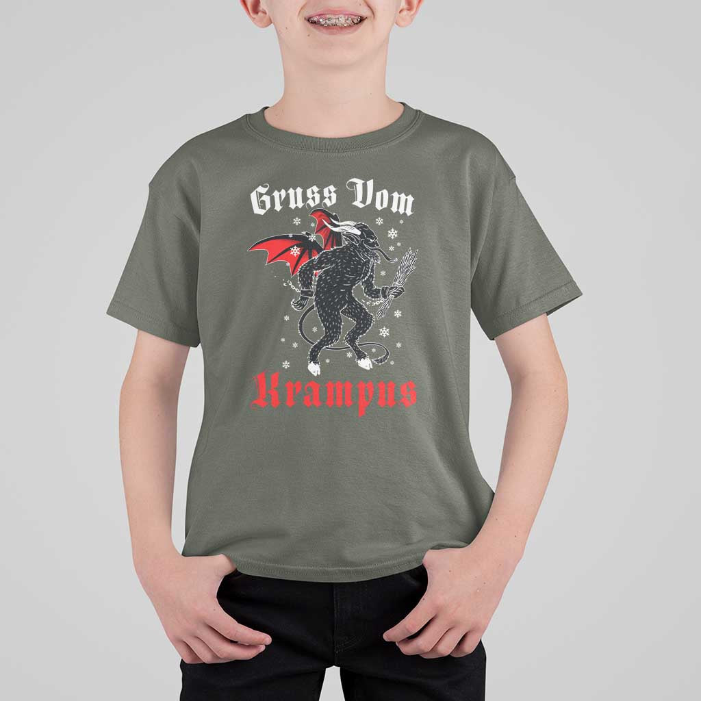 Christmas Krampus T Shirt For Kid Scary Horror Goth Xmas Gruss Von Krampus - Wonder Print Shop