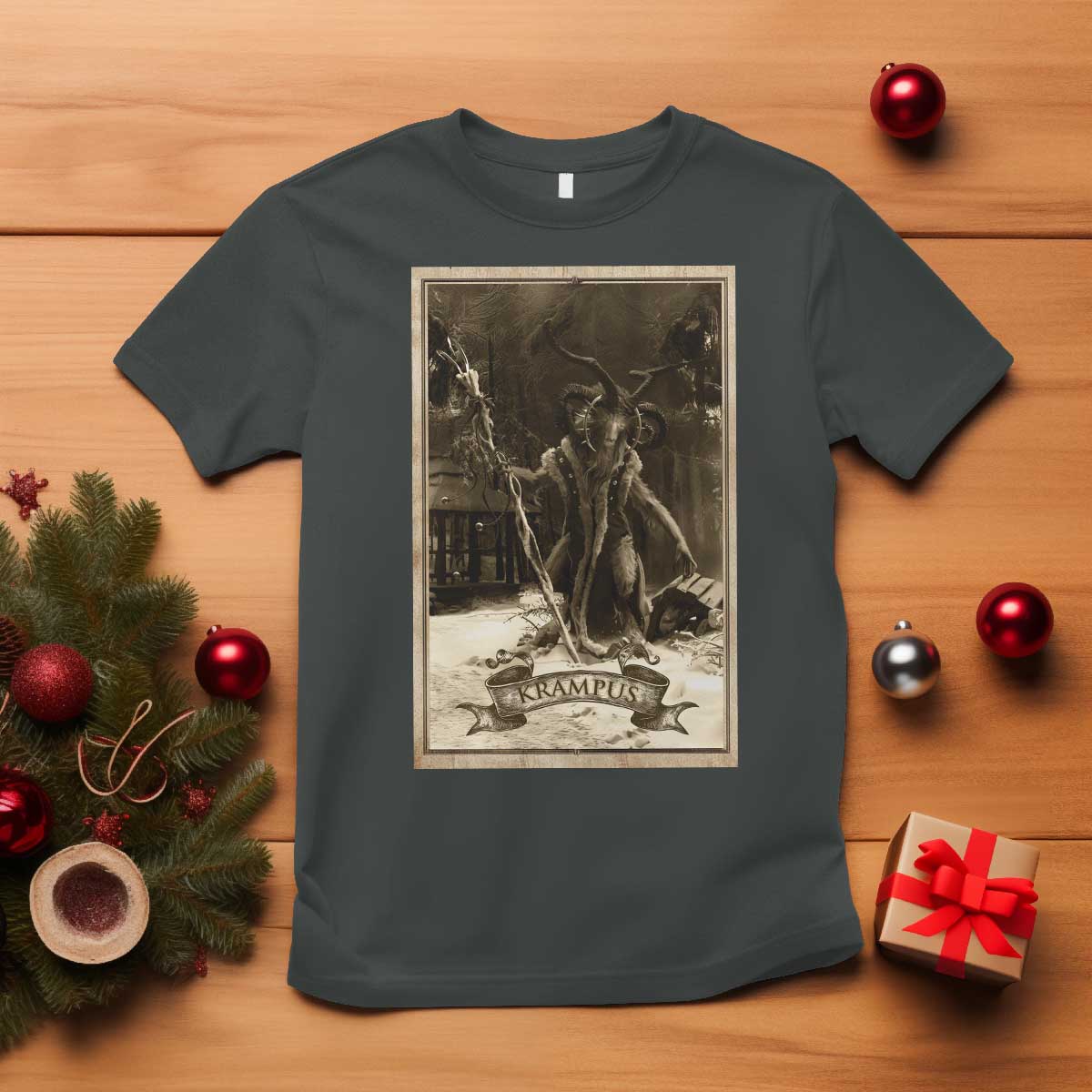 Christmas Krampus T Shirt Xmas Horror Ugly Sweater Krampus Tarot Card Evil Pajama - Wonder Print Shop