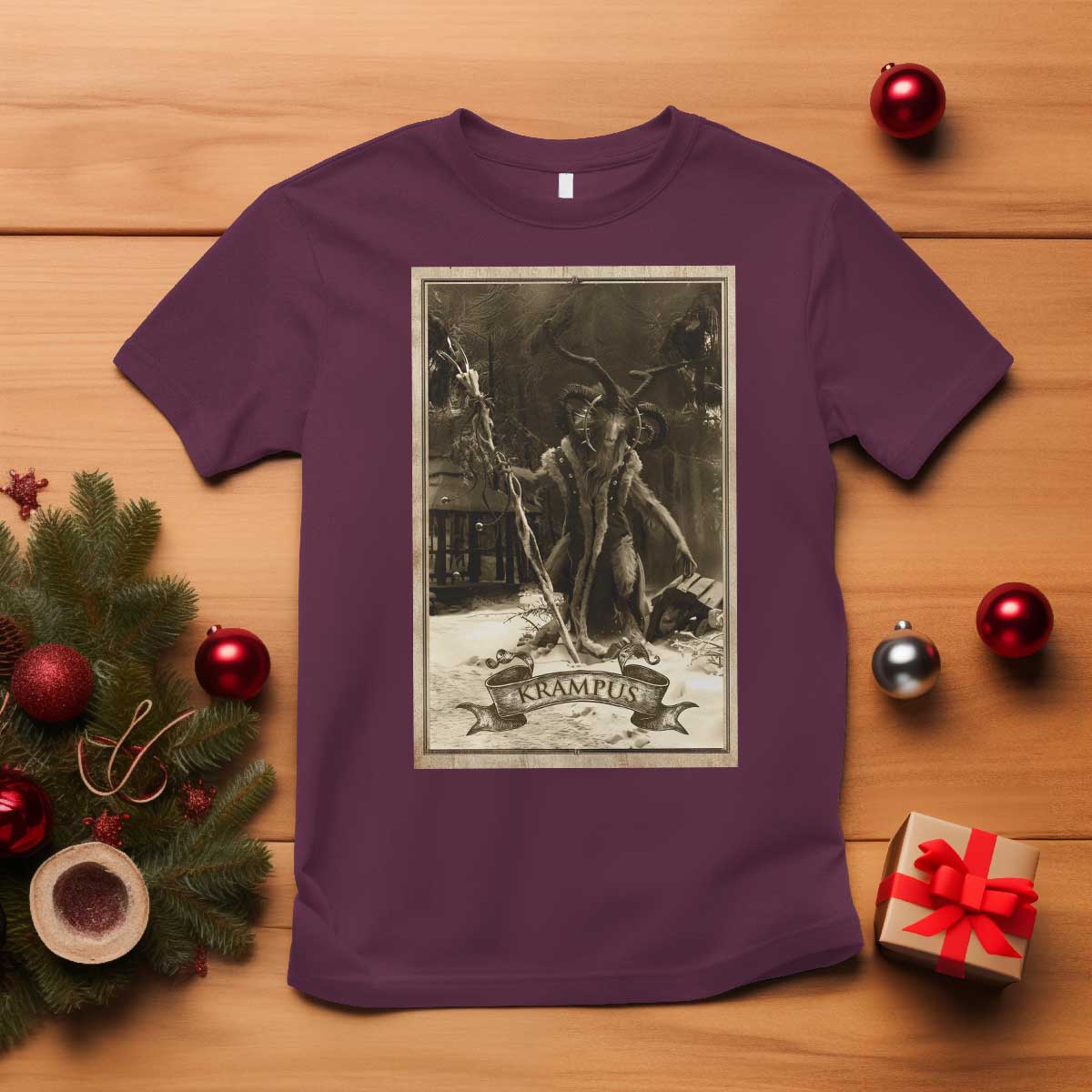 Christmas Krampus T Shirt Xmas Horror Ugly Sweater Krampus Tarot Card Evil Pajama - Wonder Print Shop