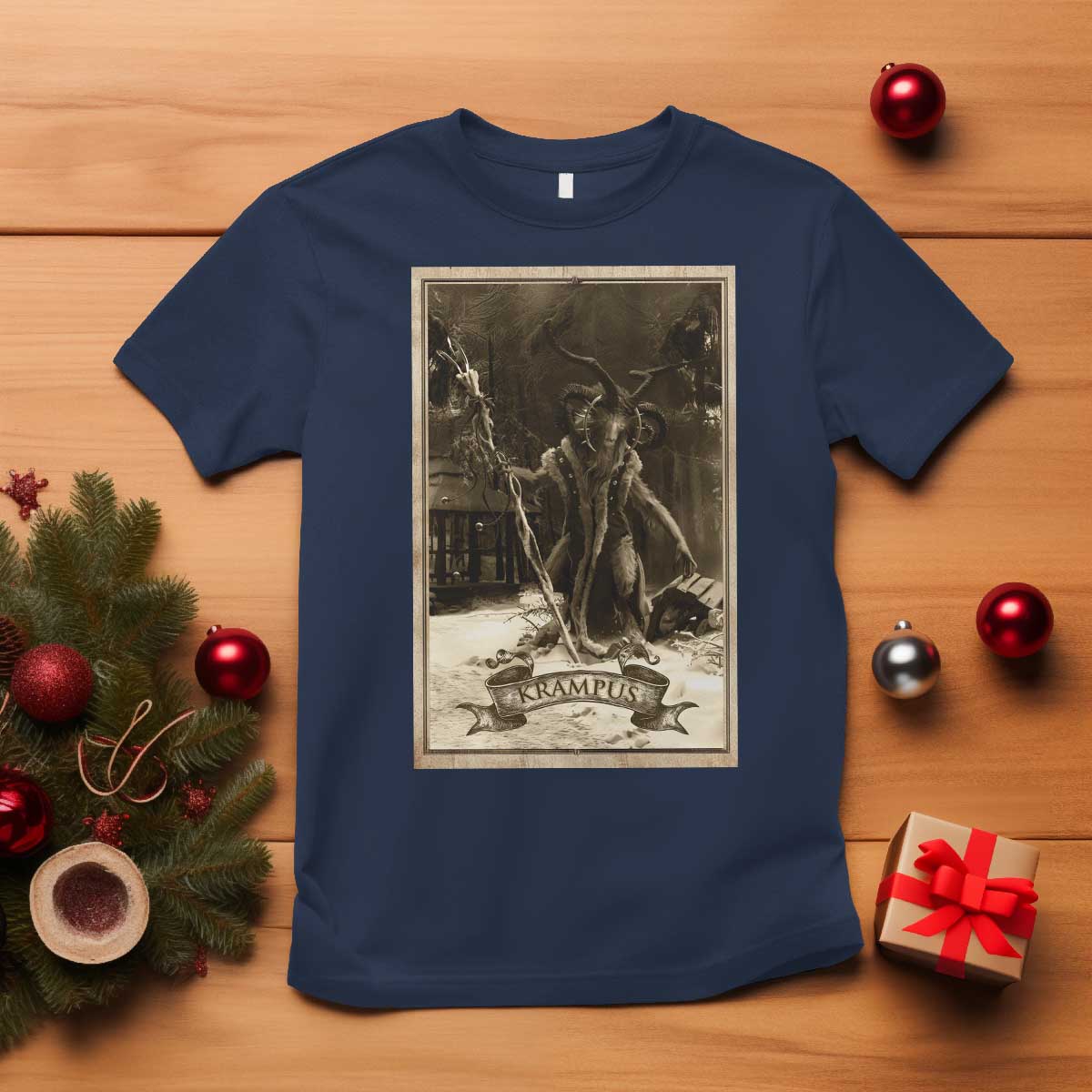 Christmas Krampus T Shirt Xmas Horror Ugly Sweater Krampus Tarot Card Evil Pajama - Wonder Print Shop