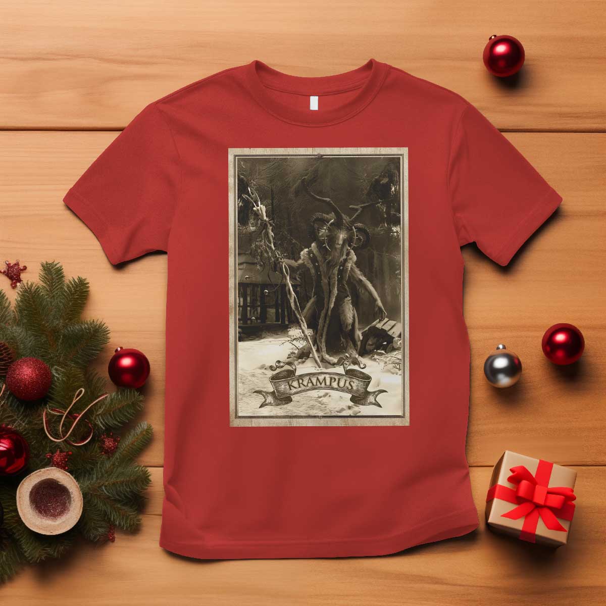 Christmas Krampus T Shirt Xmas Horror Ugly Sweater Krampus Tarot Card Evil Pajama - Wonder Print Shop
