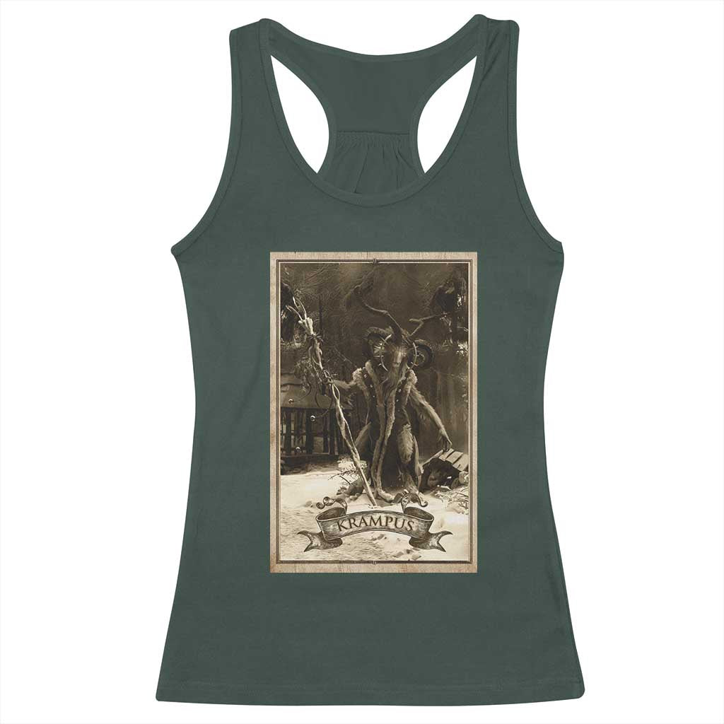 Christmas Krampus Racerback Tank Top Xmas Horror Ugly Sweater Krampus Tarot Card Evil Pajama