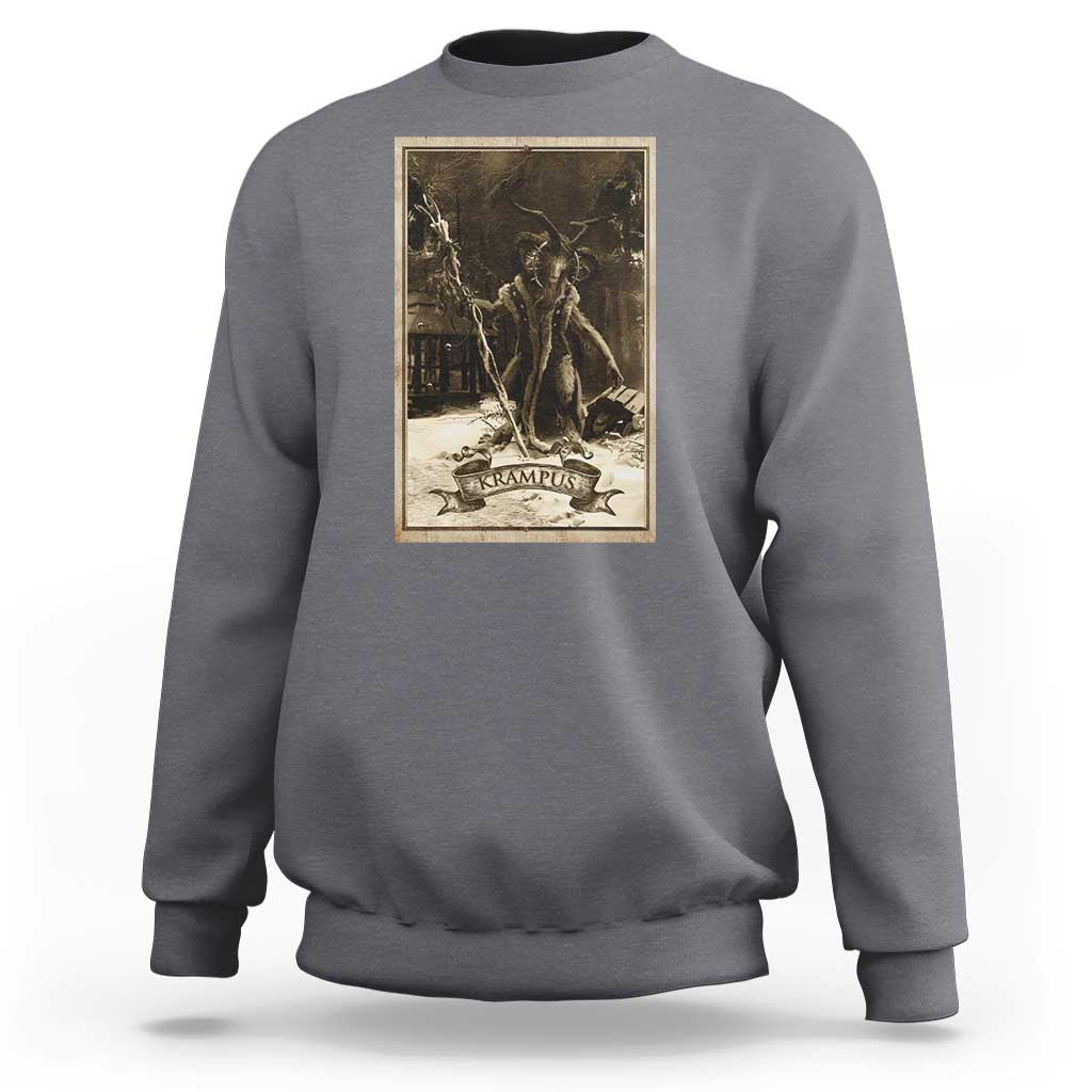 Christmas Krampus Sweatshirt Xmas Horror Ugly Sweater Krampus Tarot Card Evil Pajama - Wonder Print Shop