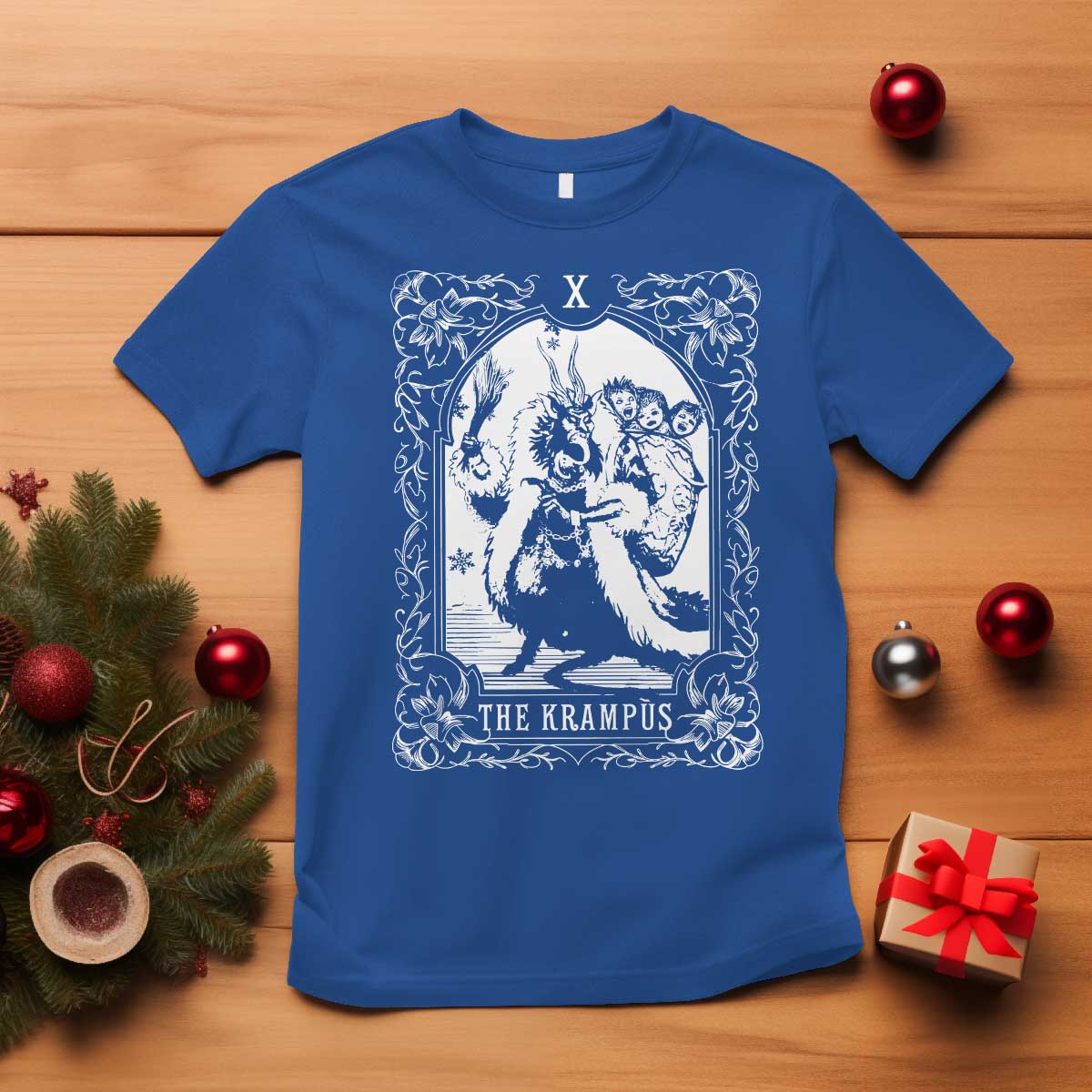 Christmas Krampus T Shirt The Krampus Tarot Card Goth Xmas - Wonder Print Shop