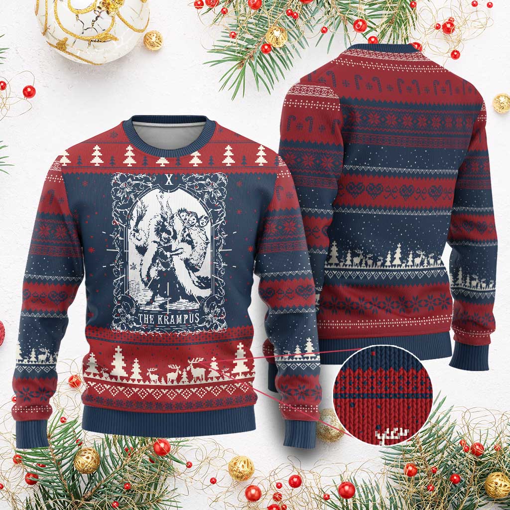Xmas Krampus Ugly Christmas Sweater The Krampus Tarot Card Goth Xmas - Wonder Print Shop