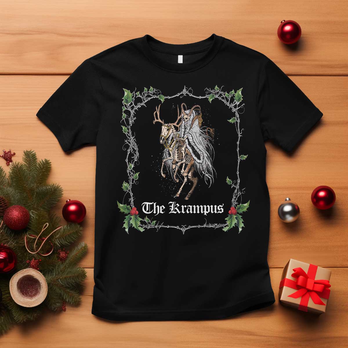 Christmas Krampus T Shirt Goth Xmas Krampus Reindeer Skull Ugly Sweater Evil Pajama TS10