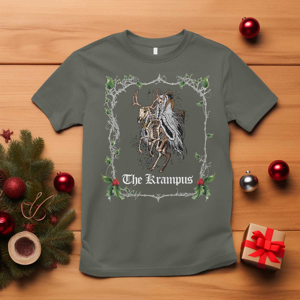 Christmas Krampus T Shirt Goth Xmas Krampus Reindeer Skull Ugly Sweater Evil Pajama TS10