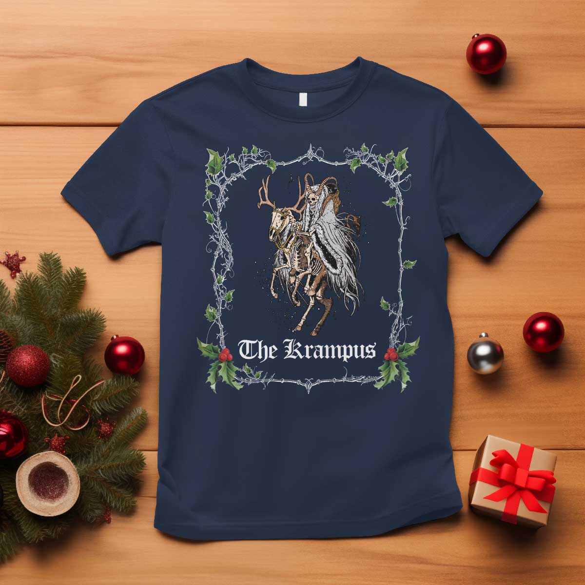 Christmas Krampus T Shirt Goth Xmas Krampus Reindeer Skull Ugly Sweater Evil Pajama TS10