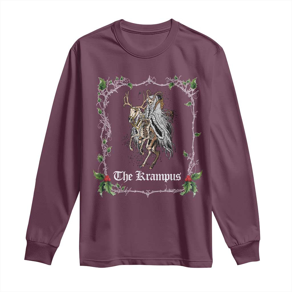 Christmas Krampus Long Sleeve Shirt Goth Xmas Krampus Reindeer Skull Ugly Sweater Evil Pajama TS10