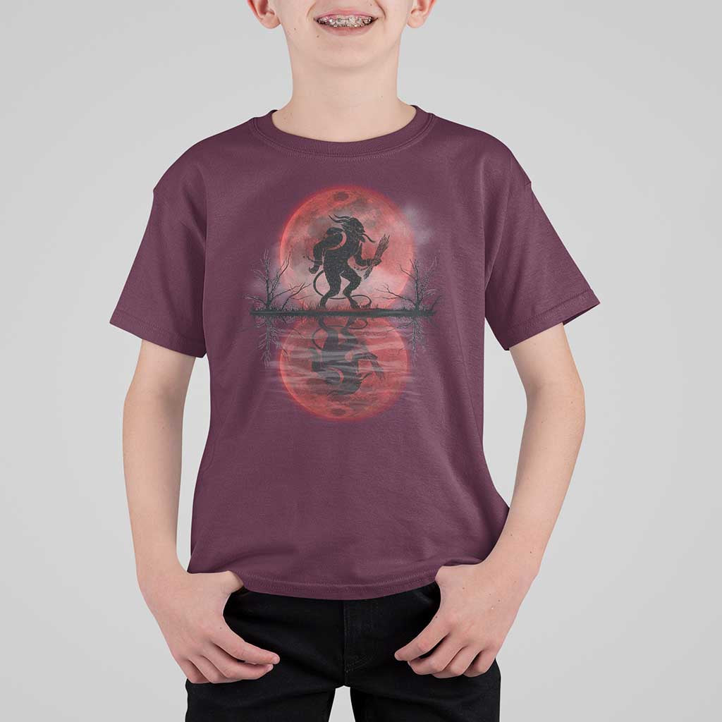 Christmas Krampus T Shirt For Kid Scary Horror Goth Xmas Blood Moon Ugly Sweater Evil Pajama - Wonder Print Shop