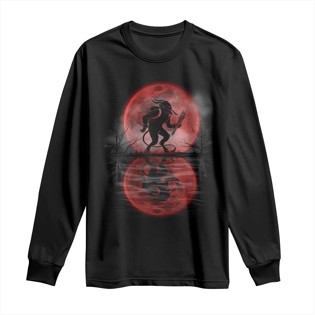 Christmas Krampus Long Sleeve Shirt Scary Horror Goth Xmas Blood Moon Ugly Sweater Evil Pajama
